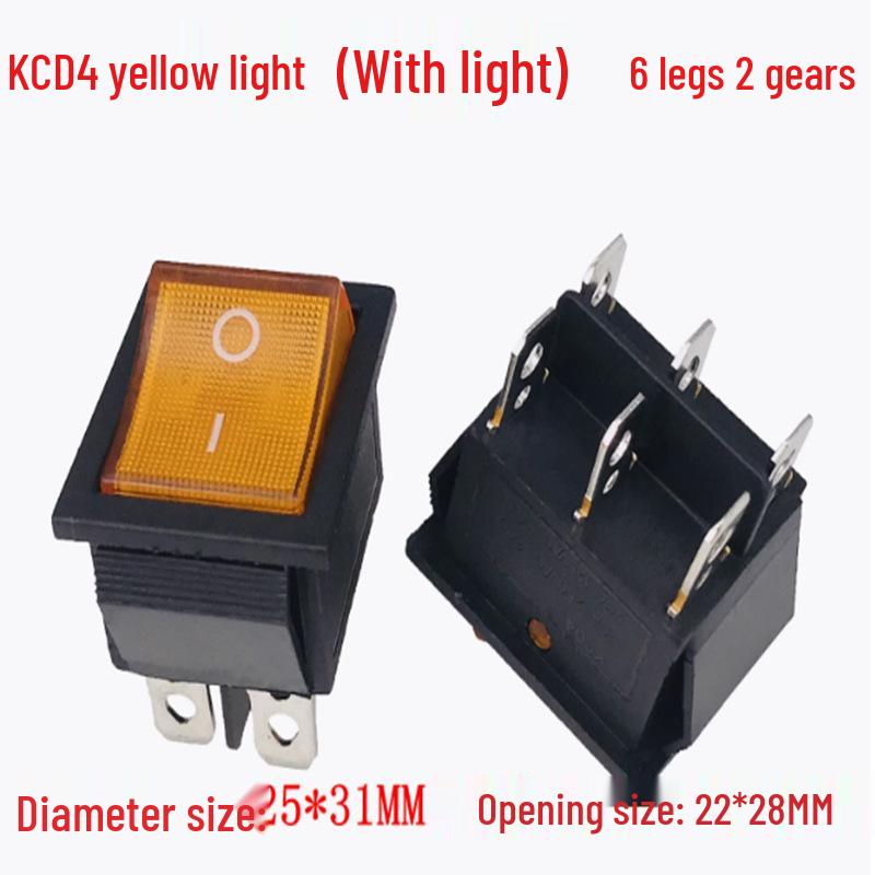 KCD4 Rocker Switch: 16A, 250V, 4/6 Pins, 2/3 Positions, with Lighted Reset Button