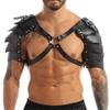 Gay Mens PU Leather Harness Double Shoulder Armors Buckles Sexual Body Chest Harness Belt for Adult Sex Cosplay Halloween Party
