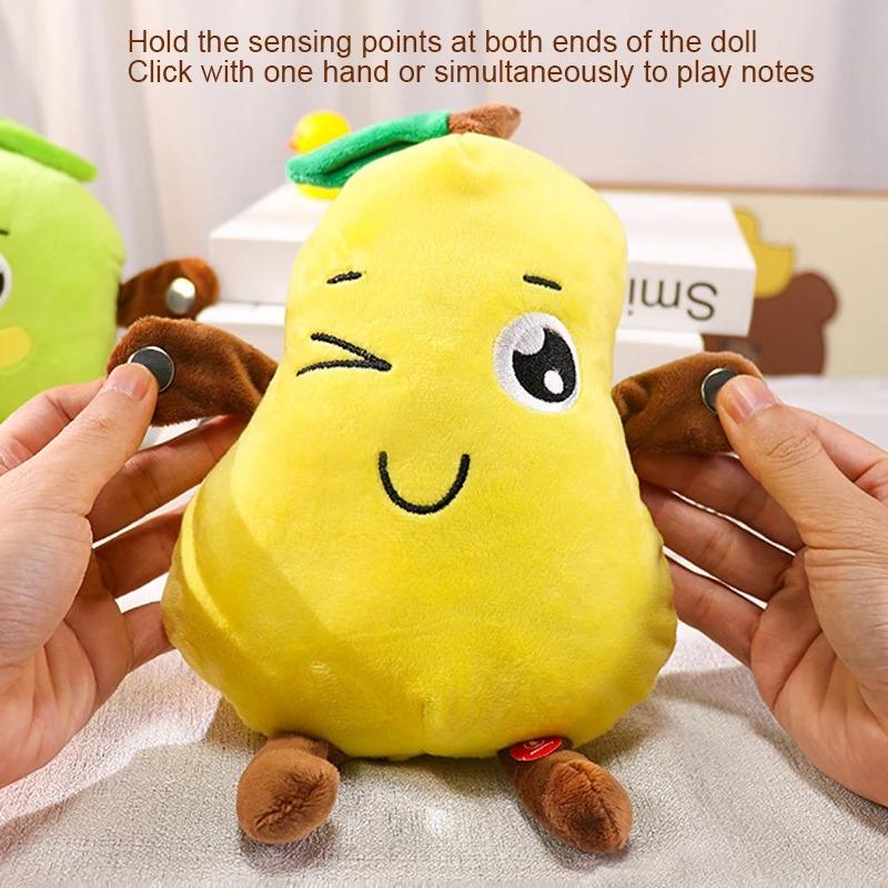 Interactive Musical Toy Sensing Beat Plush Toys Fruit Musical Dooll Pear Fruit Sensing Beat Piano Orange Plush Toy