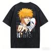 BLEACH Washed T-shirt Personality Clothes New Model Anime Tshirt Year Round Clothing Couples Plus Size Unisex Classic Soft Gift
