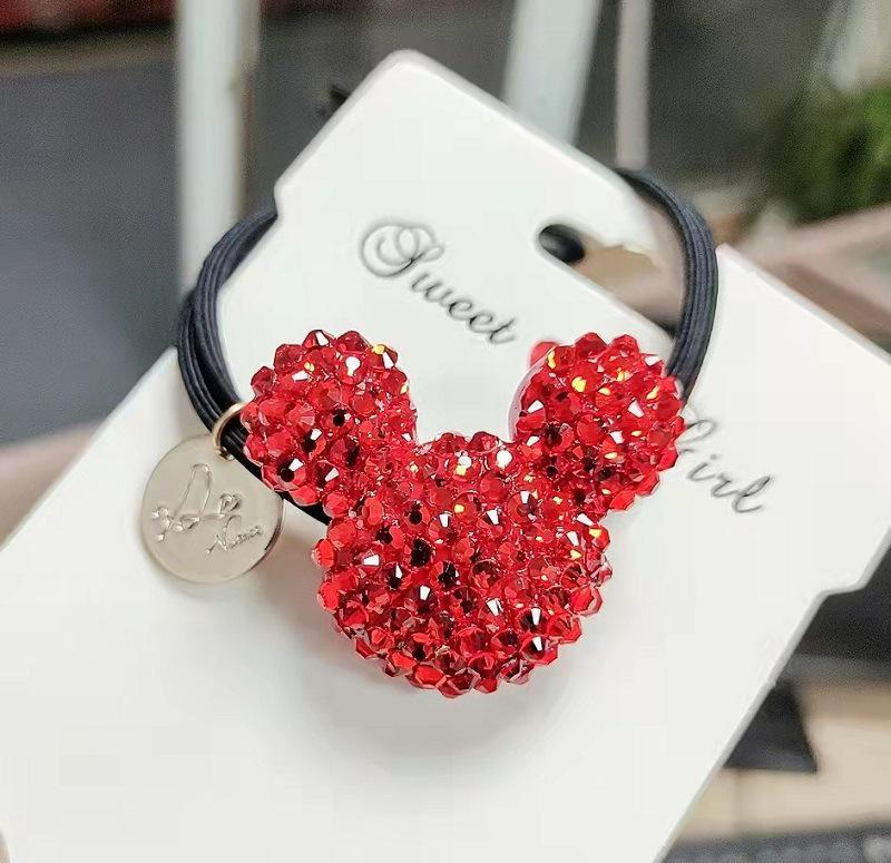 

Новая корейская резинка для волос с бантом Минни с бриллиантами и цветочной подвеской