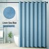 Roman Hole Linen Shower Curtain with Creative Digital Print and Magnetic Closure