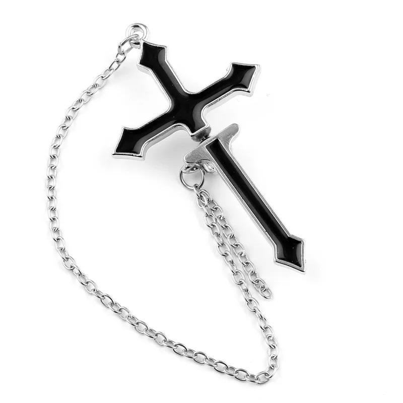 2pcs 2026 Punk Gothic Cross Earrings Men Women Metal Long Chain Tassels Piercing Jewelry Black Cross Ear Studs Gifts Accessories
