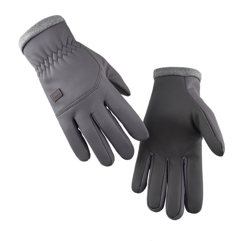 Men's Plus Velvet Windproof Cycling Gloves - Skin-Friendly, Touchscreen Compatible, Warm, Non-Slip for Autumn and Winter Outdoor Riding.