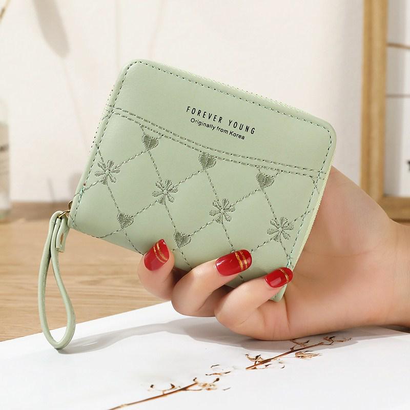 Korean Style Women s Embroidered PU Short Wallet Coin Purse 876₽