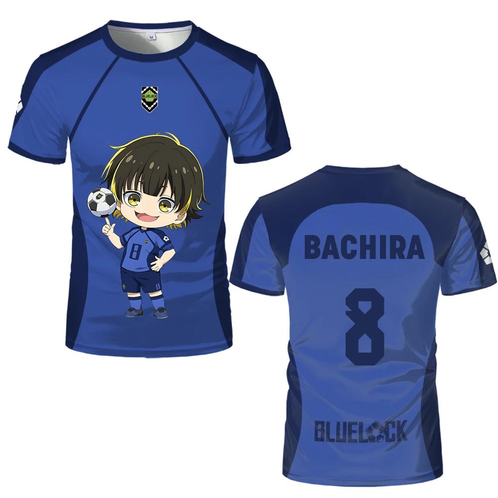 Japanese Anime Blue Lock Eleven Jersey Isagi Nagi Cute Pattern 3D Print T-shirt Men And Women Cartoon Character Print Tops