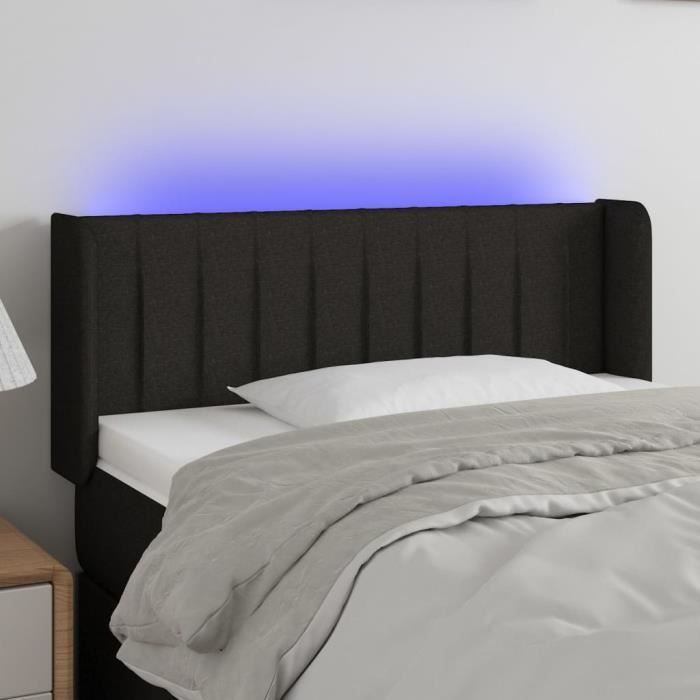 3123466 vidaXL Tête de lit à LED Noir 103x16x78-88 cm Tissu