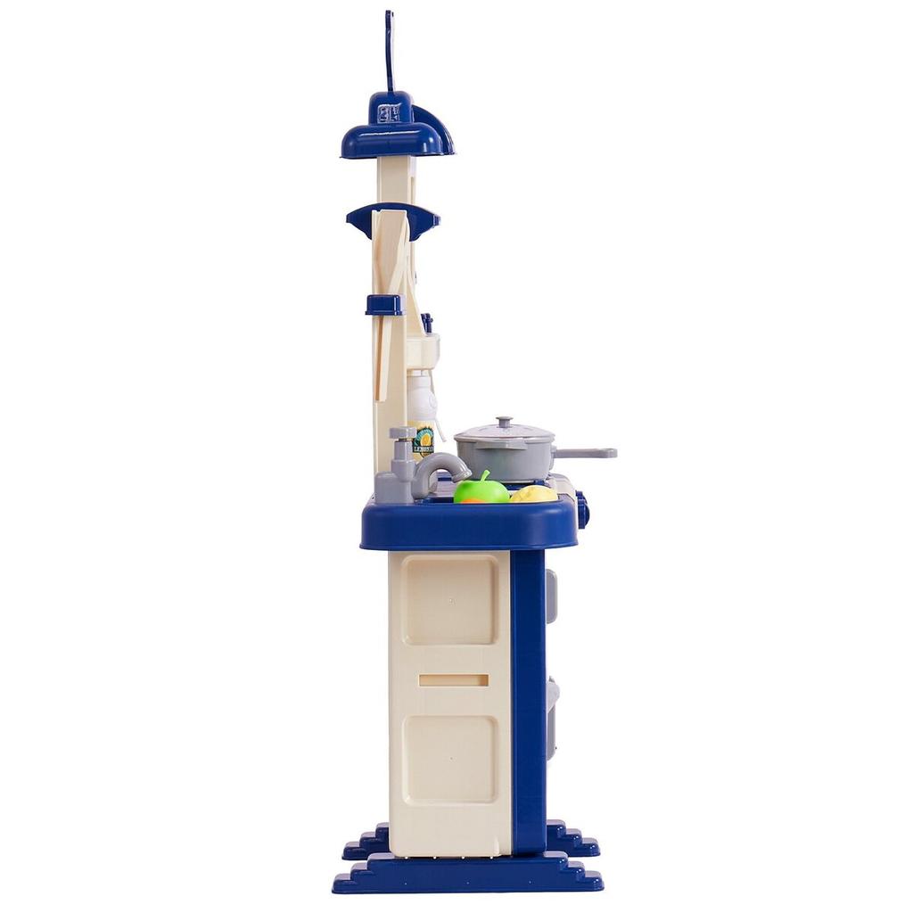 Kitchen Playset Kids Pretend Cooking Play Toy 48 Piece Accessories Blue