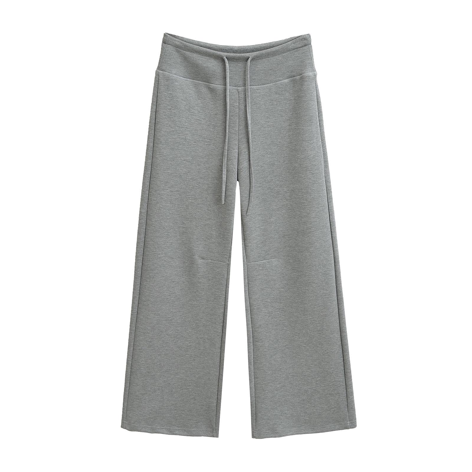 

Женские спортивные брюки с эластичной талией, длиной до пола, с широкими штанинами 2025 - Универсальные, Повседневные, Свободного кроя Regular Light Gray