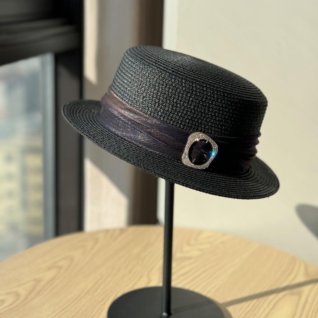 Women New Summer Straw Hat Retro Top Hat Women's Sunshade Beach Hat Jazz Hat