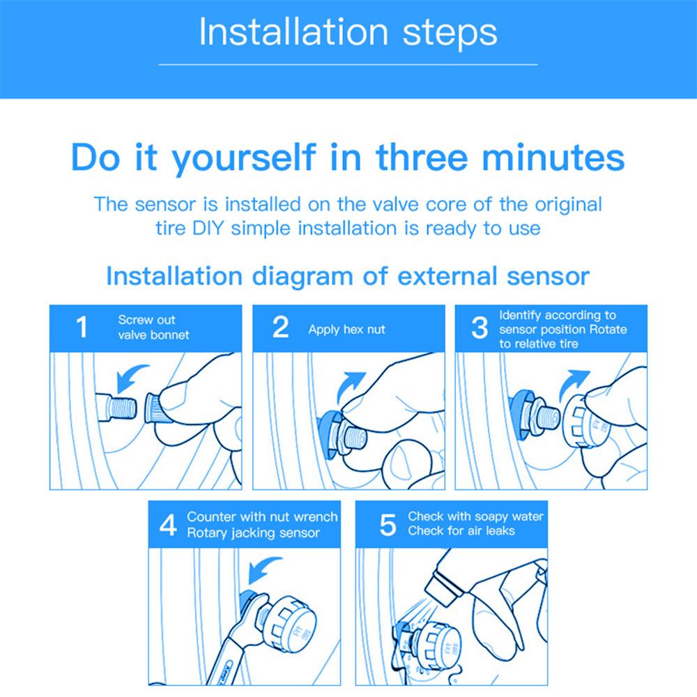 External Motorcycle TPMS Tire Pressure Monitoring System Big Wireless LCD Colorful Display Shift For Status Precise Digital Moto