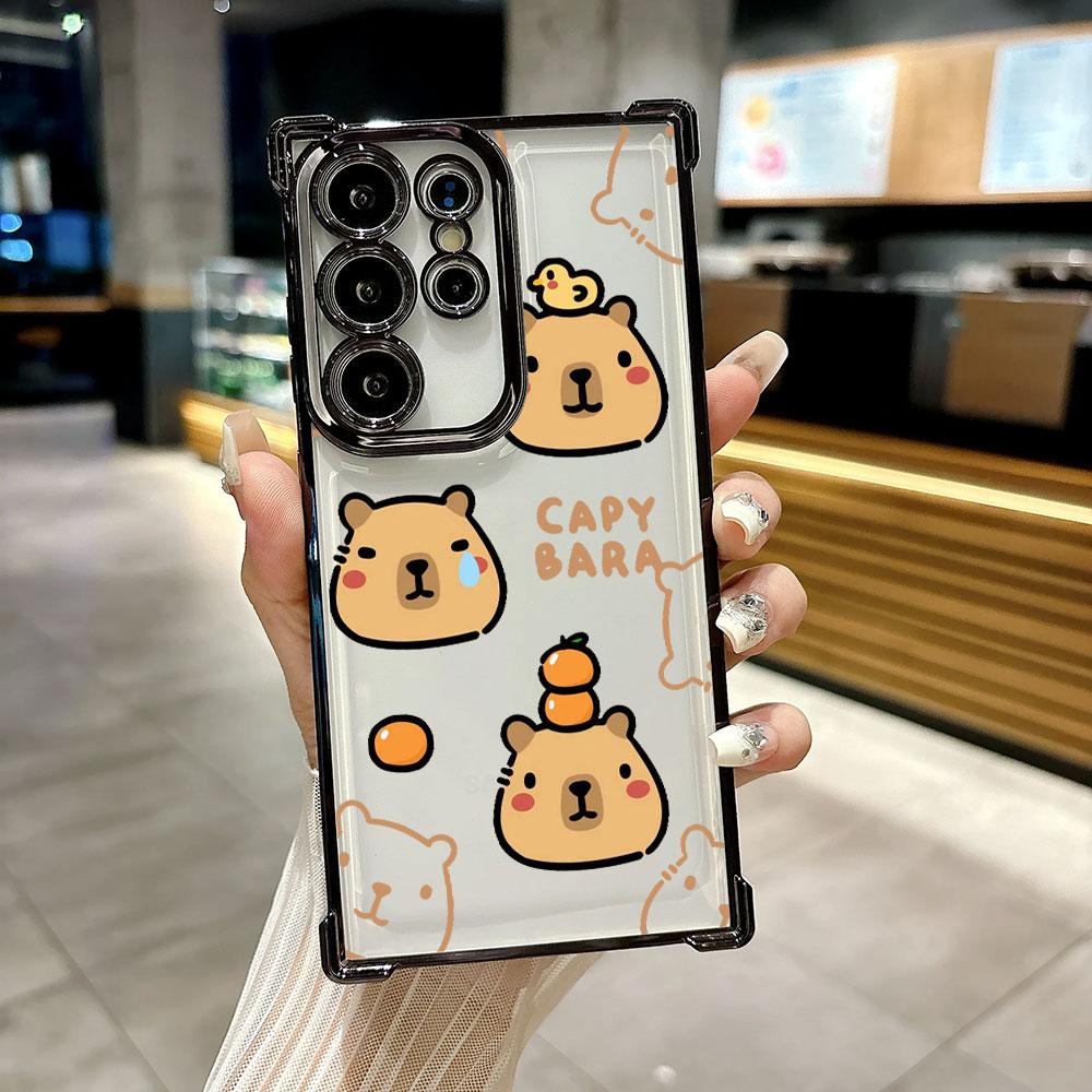 Cute Little Capybara Funda For Samsung S26 Ultra Phone Case For Galaxy S25 FE S26 S24 S23 S22 S21 Ultra S20 Plus 5G Clear Cover