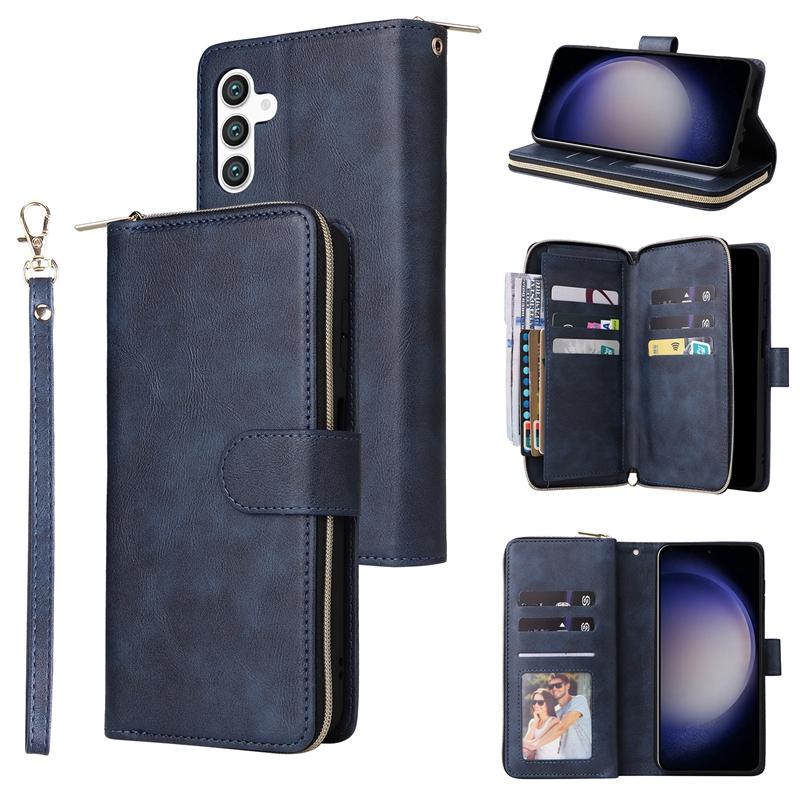 For Samsung Galaxy S23FE/S21FE/A13/A53/A23/M23/M13 Wallet Phone Case, Zipper Flip Card Holder Case Pouch for iPhone 15