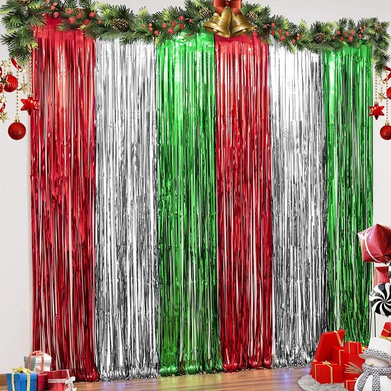 1pc 1mX2m Party Backdrop Metallic Foil Fringe Tinsel Curtain Adult Kids Birthday Party Wedding Decoration Baby Shower Favor