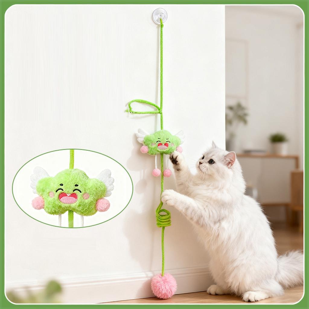 Interactive Plush Cat Toy with Hanging Rope and Ball for Indoor Play Stimulation and Exercise for Pets