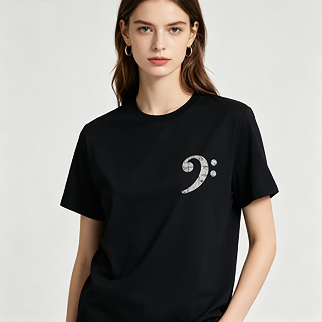 Bass Clef (Vintage Gray Left) Bassist Bass Player Tshirt Music Lovers Custom Printed Unisexs Tshirt Unisex Summer Soft Tops