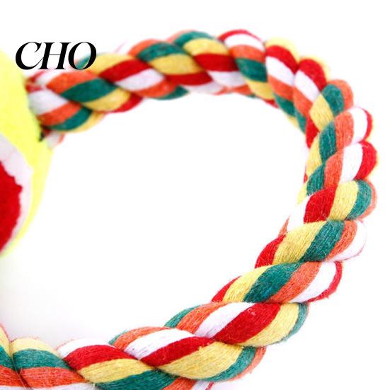 High-strength Dog Rope Toy Pet Toys Figure-8 Shape Interactive Chewing with Built-in Tennis Ball Durable Natural Anxiety Relief Cotton Tug of War for