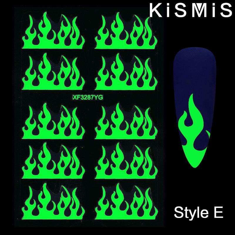 

Halloween Glow in the Dark Nail Stickers Snowflake Flame Butterfly Art Adhesive Decals for Nail Design