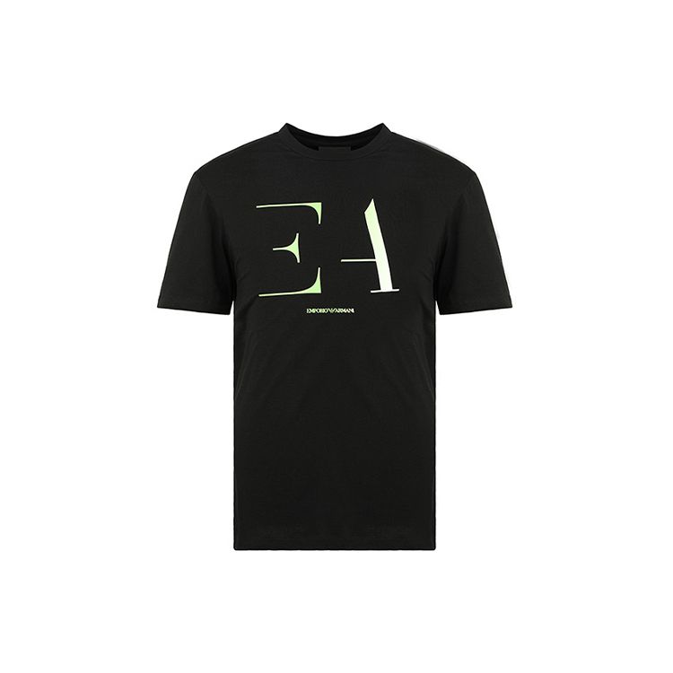 Emporio Armani Creative Letter Print Short Sleeve T-Shirt Men Tops Black 3H1TA5-1J0AZ-0999
