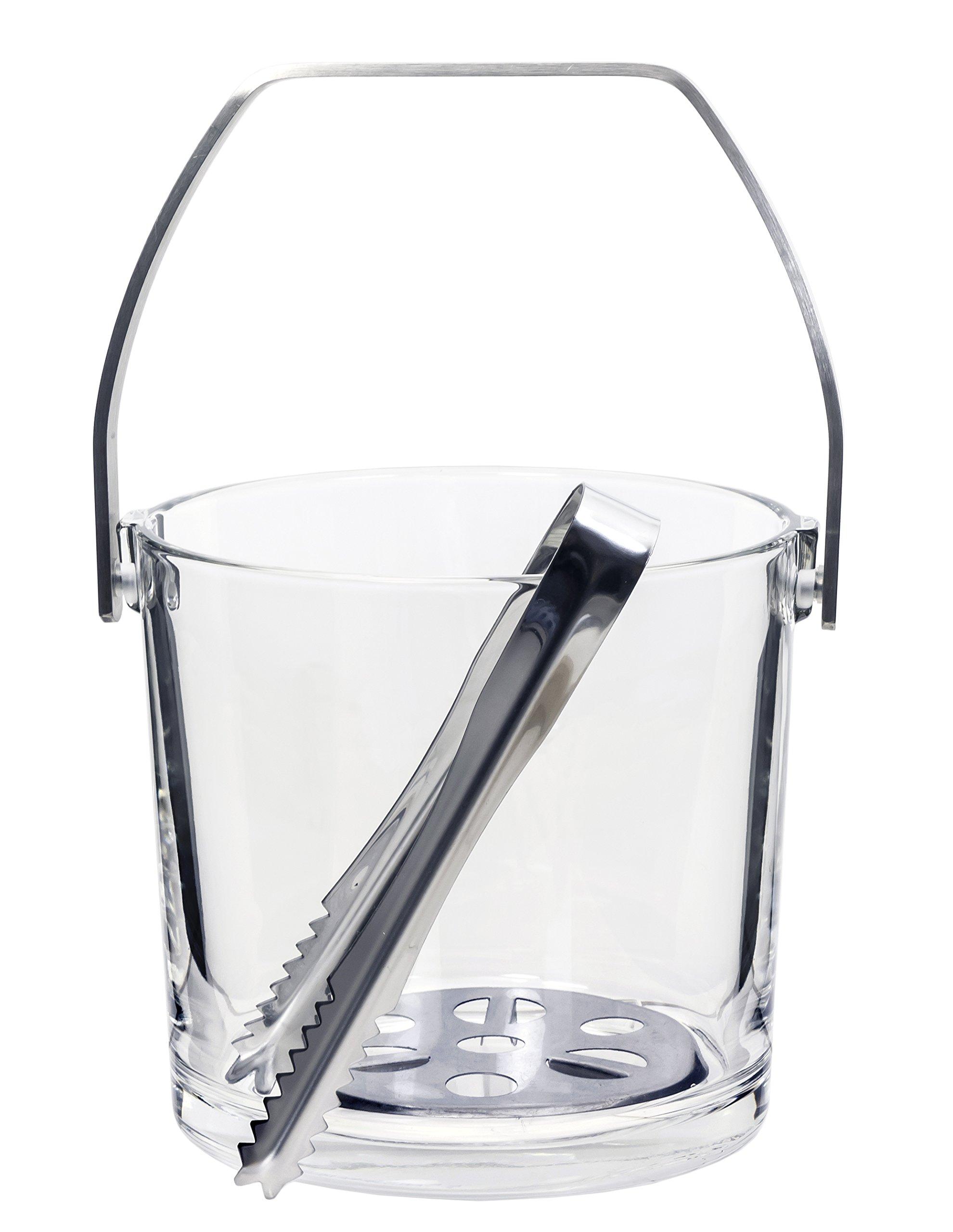 ADERIA Straight Ice Bucket, Clear, 1200ml, with Tongs, Made in Japan. Large capacity ice bucket, ice container, ice scoop, glass ice bucket, popular,
