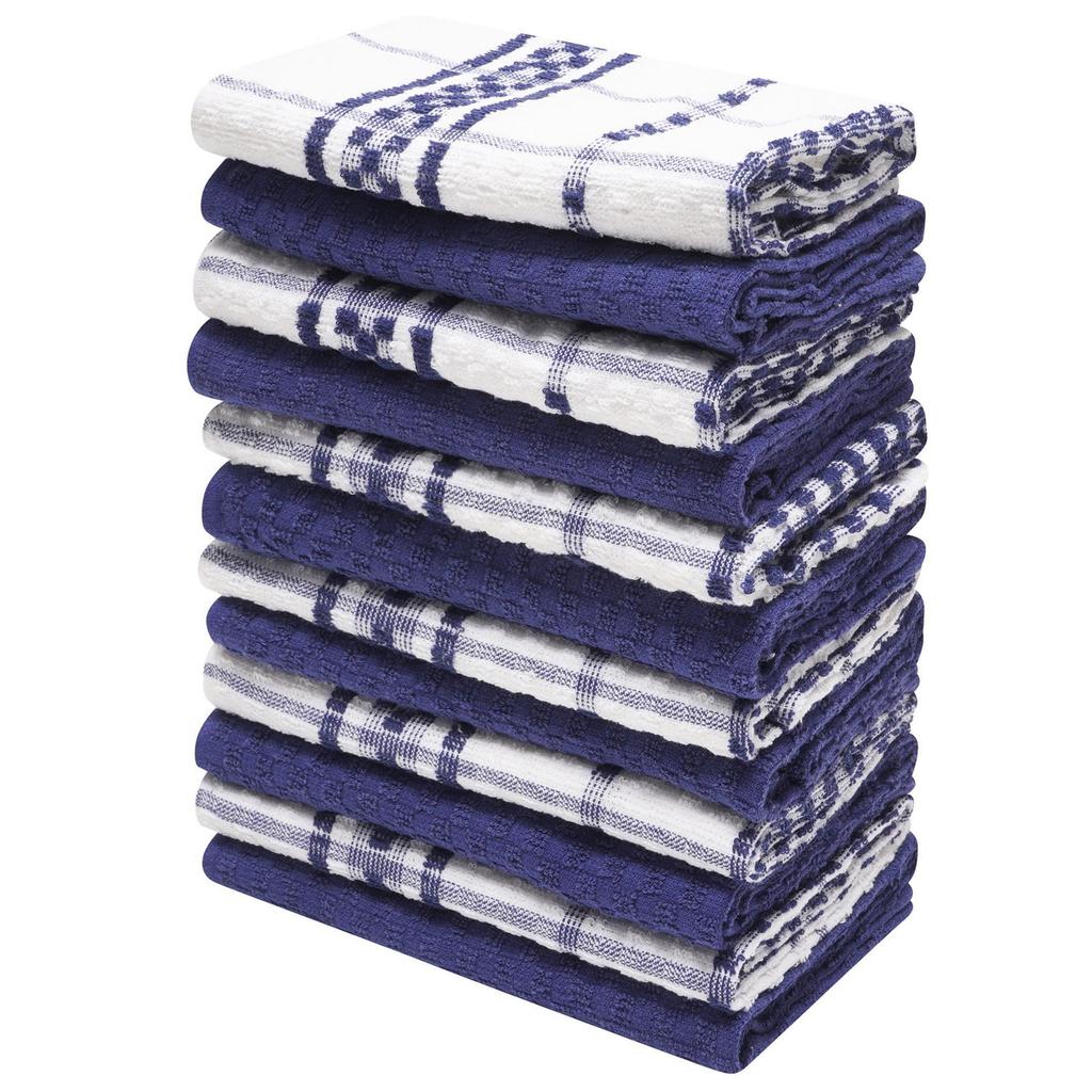 K Collection Checked Tea Towel Set (Pack of 12)
