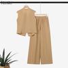 ZANZEA Women Sleeveless Vest Tops and Pants Casual Two Piece Suit Sets