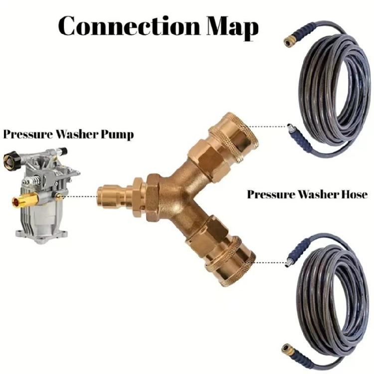 High Pressure Washer Adapter Quick Release Connector Triple Splitter Adapter 3/8inch Car Washer Outlet Adapter