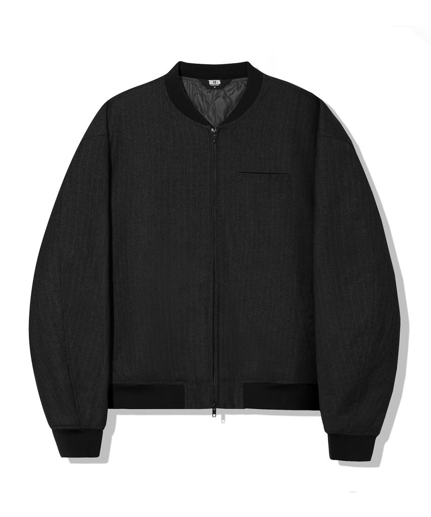 Trillion Pin Stripe Officer Crop Bomber Jacket_Black