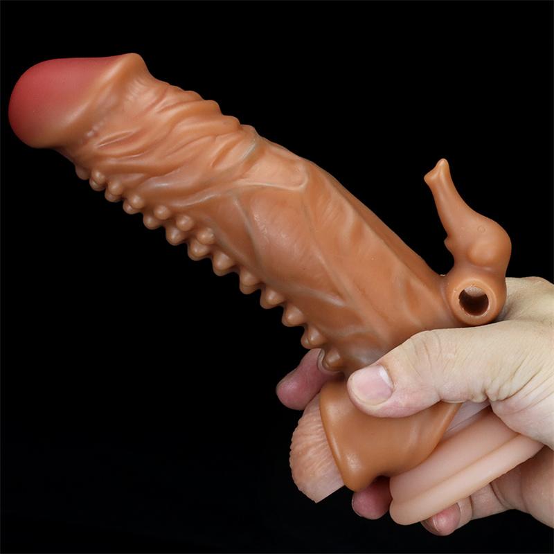 Spike Sleeve Male Penis Sleeve Lengthened and Enlarged Hollow and Thick Glans Cap Fun To Extend Silicone Long-lasting Penis Sleeve