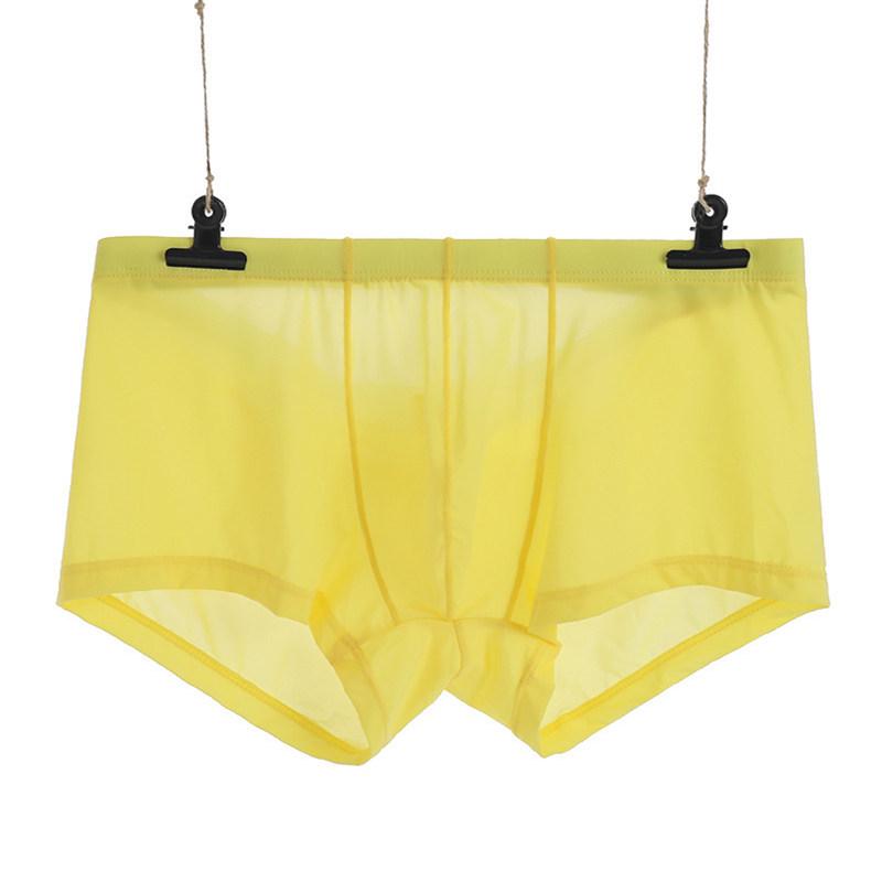 Men's Ice Silk Transparent Low-Waist Breathable Boxer Briefs, Slim Fit, Trendy Summer Youth Underwear