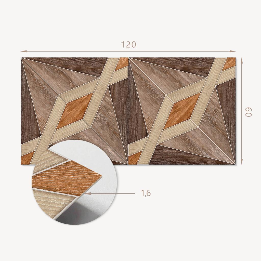 Vinyl Decorative Panel with Graphics for Kitchen or Bathroom 120x60 Cm Geometric Wood Pattern