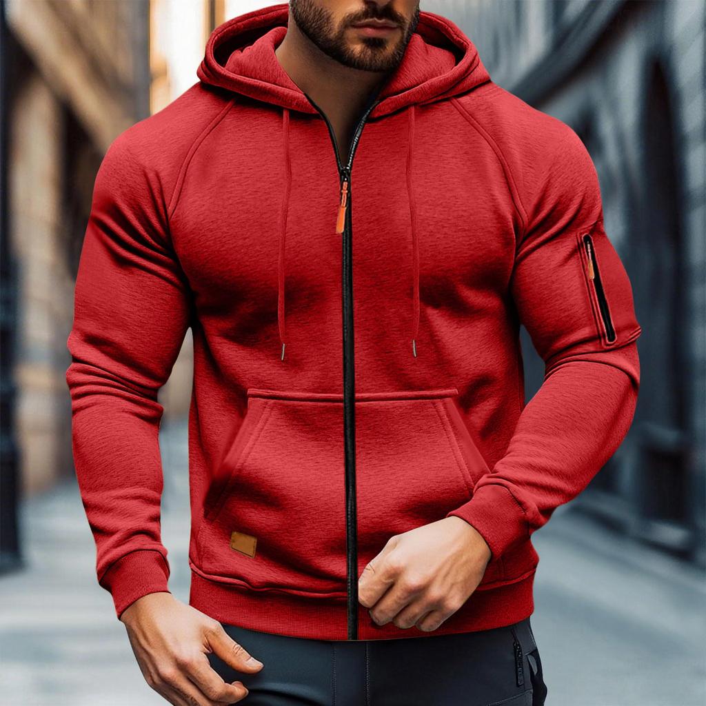 Heren Casual Rits-Up Cargo Hoodie met Meerdere Zakken Lange Mouwen Jas