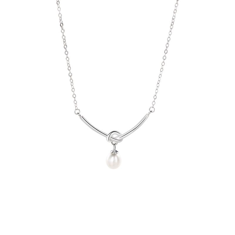 Pearl Knot Necklace Women's Fashion Retro French Light Luxury Temperament High-grade Pearl Jewelry