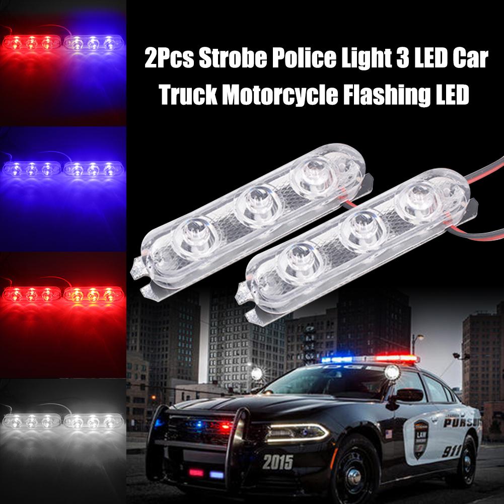 1 Pair Police Lights Led Strobe Lights Flasher 3 LED Auto Flash Stroboscopes Strobe Light Parking Signal Light Emergency Warning