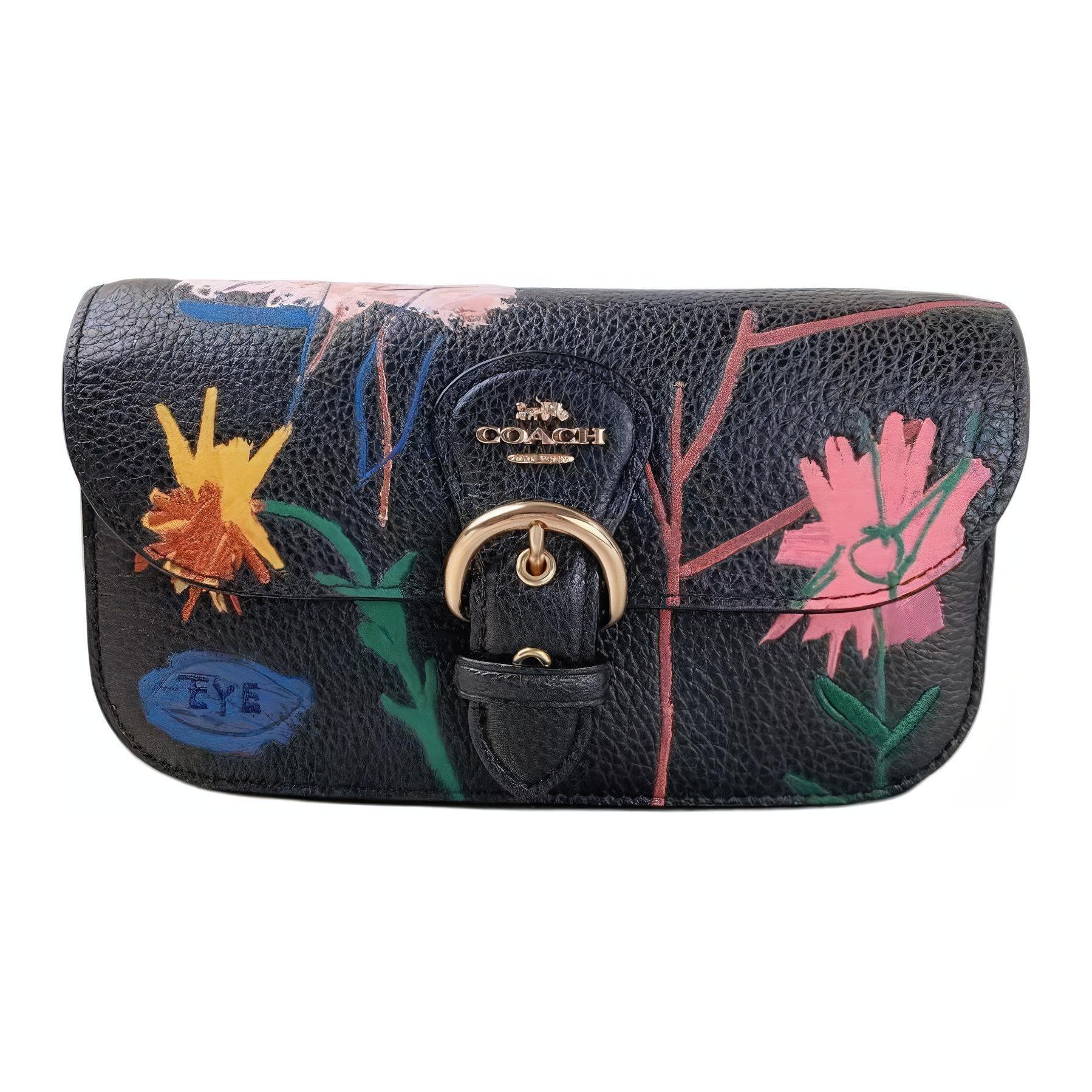 

Новая коллаборация COACH X Basquiat Кожаная сумка через плечо Kleo, Сумка кроссбоди Маленькая Женская Черная C5586-IMA47 19.1*5.1*11.4CM