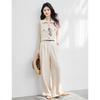 Women's Linen Blend Sleeveless Shirt & Wide-Leg Pants Set