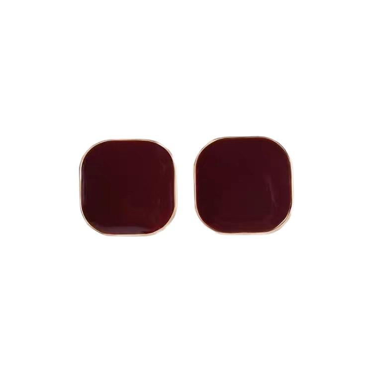 Rhombus Diamond Inlaid Black Stud Earrings - Elegant, Versatile, High-End Fashion Design