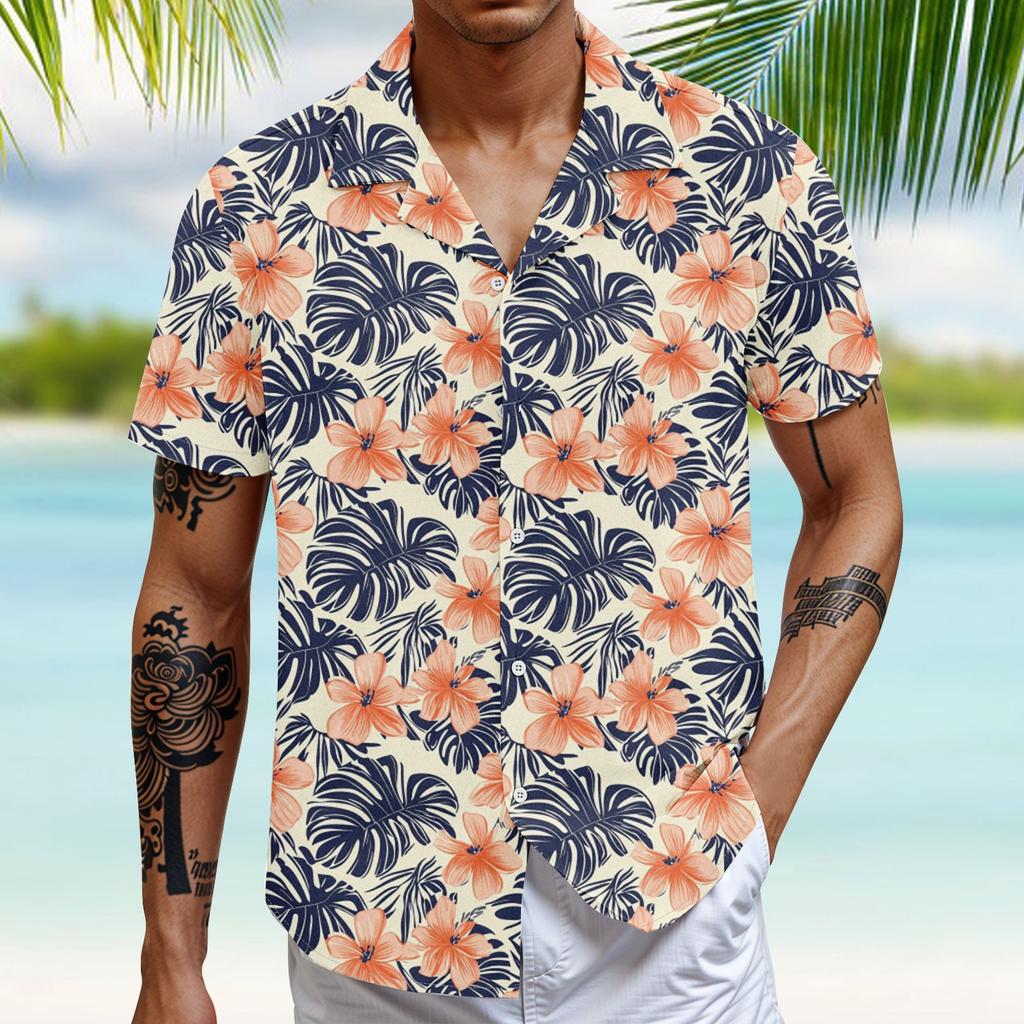 Hawaiian Shirt For Men, Men's Vintage Button Down Bowling Shirts Short Sleeve Summer Beach Shirt