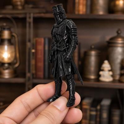 3D Printed Medieval Knight Sentinel Statue, Dark Fantasy Armor Warrior Sculpture, Gothic Tabletop Figurine for Office Home Decor Gift