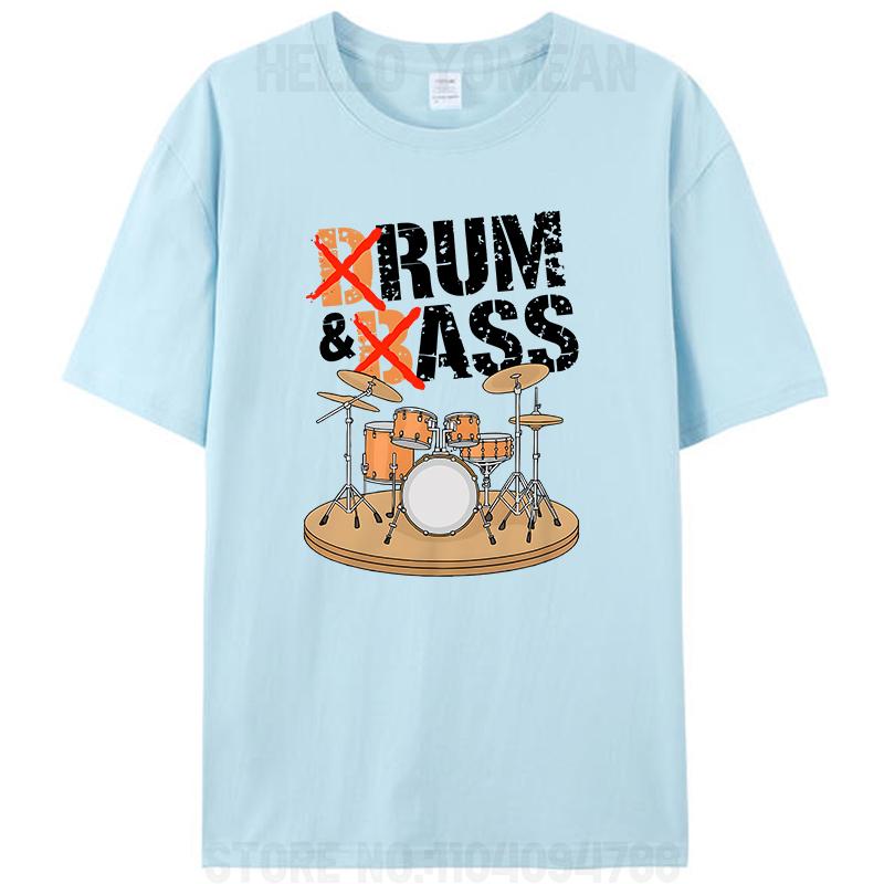 Drum And Bass Or Rum And Ass Music Instrument Drummer Men's Cotton T-Shirt Funny Unisex Graphic Oversized Tees Shirts Tops Gifts