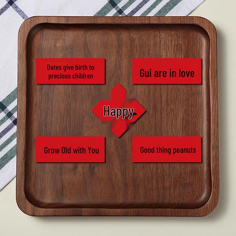 Engagement & Wedding Fruit Plate with Calligraphy Note and Four-Grid Dried Fruit Display Stand