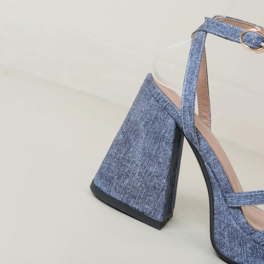 Krazing Pot Polyurethane Summer Size 43 Women Platform Super High Heels Women Peep Toe Ankle Straps Waterproof Sandals