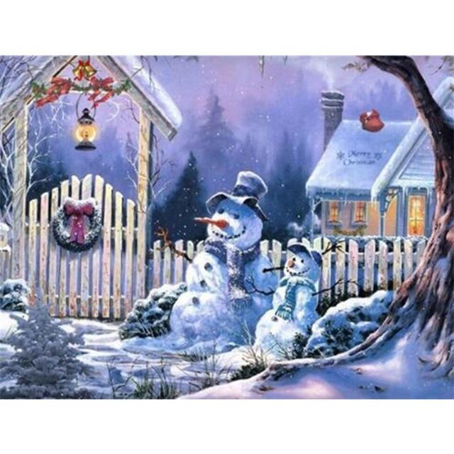 5D Diamond Painting Landscape Diamond Embroidery Sale Full Square Round Diamond Mosaic Winter Snow Scenery New Year Decoration