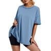 Ladies Casual Round Neck Short Sleeve Color Fashion Loose T-shirt