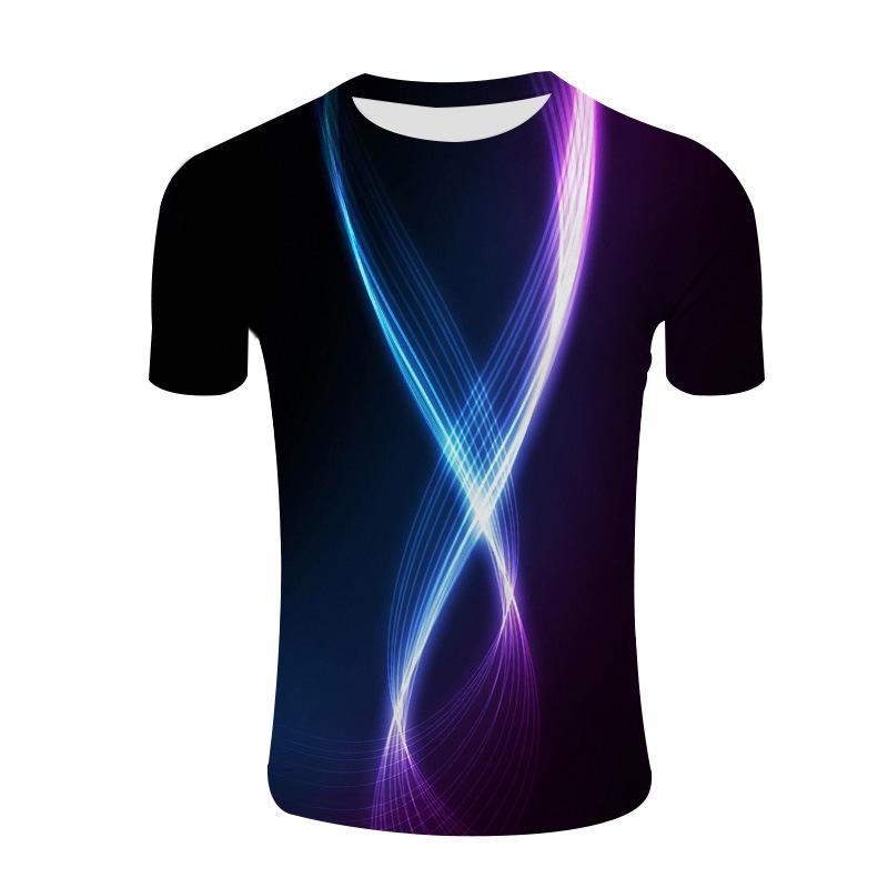 Summer 3D Digital Printed Men's Light Round Neck Pullover T-shirt Popular on The Streets Cities Shirt
