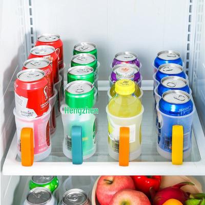 Fridge Drink Organizer Rack: Beer, Can & Seasoning Storage with Hand-Pull Lift