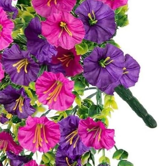8Pcs Simulated Flowers 5 Forks 69 Purpose Outdoor UV Resistance Hanging Artificial Morning Glory Low Maintenance Plastic Flowers