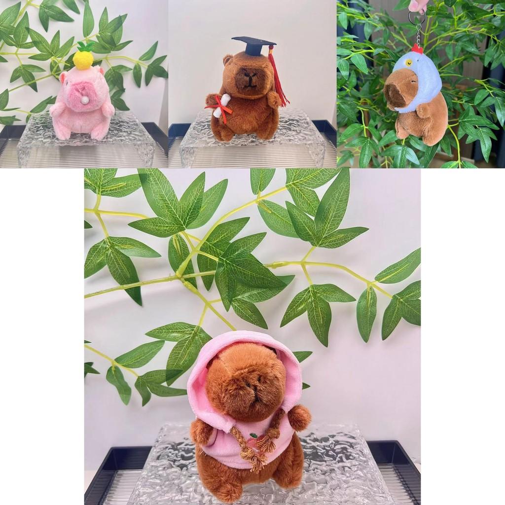 Adorable Plush Capybara Doll Keychain With Colorful Hoodie Perfect For Gifts