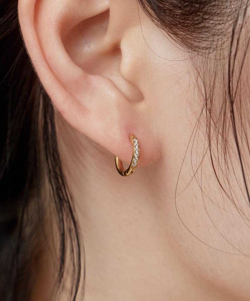 Novice Tokyo Cz Hoop Pierce Surgical Cz Hinged Hoop Pierce Stainless / Gold
