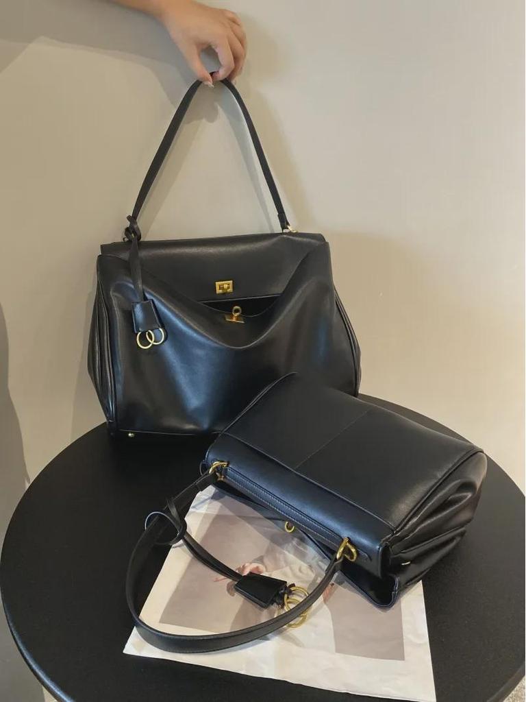 Dámská velká kabelka přes rameno z teletiny s uzávěrem – Neformální nákupní taška pro dojíždění